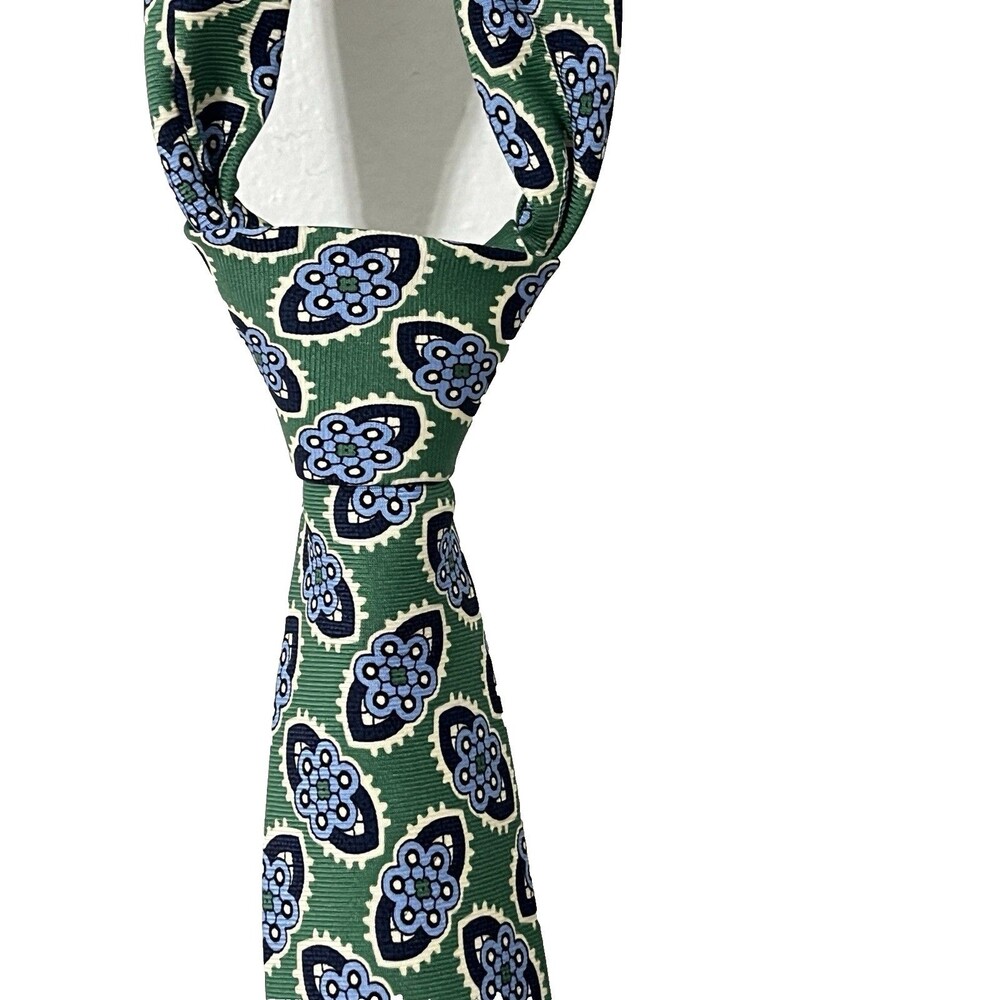 Charles Tyrwhitt Green and Blue Patterned Tie - Picture 5 of 9